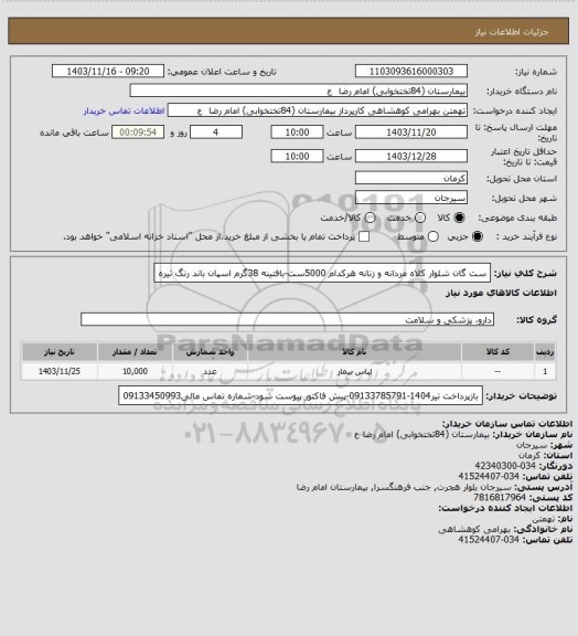 استعلام ست گان شلوار کلاه مردانه و زنانه هرکدام 5000ست-بافتینه 38گرم اسپان باند رنگ تیره