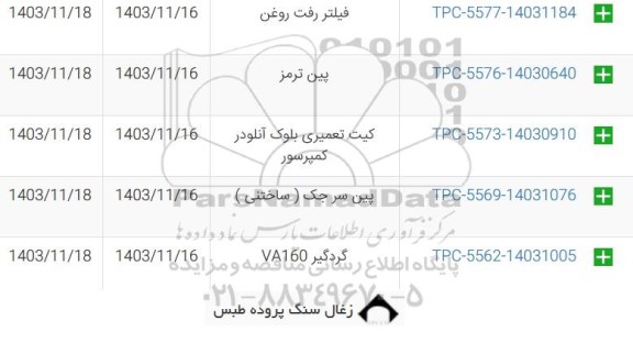 استعلام فیلتر رفت روغن , ...