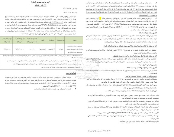 مزایده اجاره مجموعه استخر و سونا 