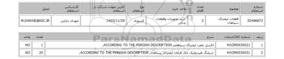 استعلام قطعات لیفتراک سپاهان