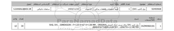 استعلام ریل (تایپ S41)