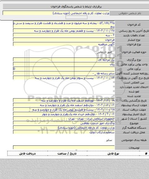 مناقصه, واگذاری امور خدمات نظافتی