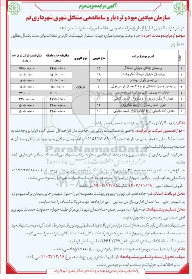 مزایده اجاره موقت عرصه و اعیان جهت استقرار کیوسک با کاربری تنقلات نوبت دوم