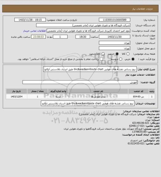 استعلام بروز رسانی نقشه های هوایی، سایت ستاد