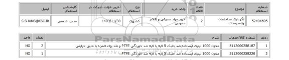 استعلام نگهداری ساختمان وتاسیسات