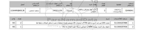 استعلام ساختمان وتاسیسات