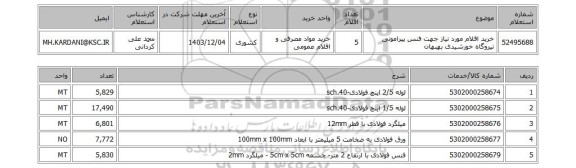 استعلام خرید اقلام مورد نیاز جهت فنس پیرامونی نیروگاه خورشیدی بهبهان