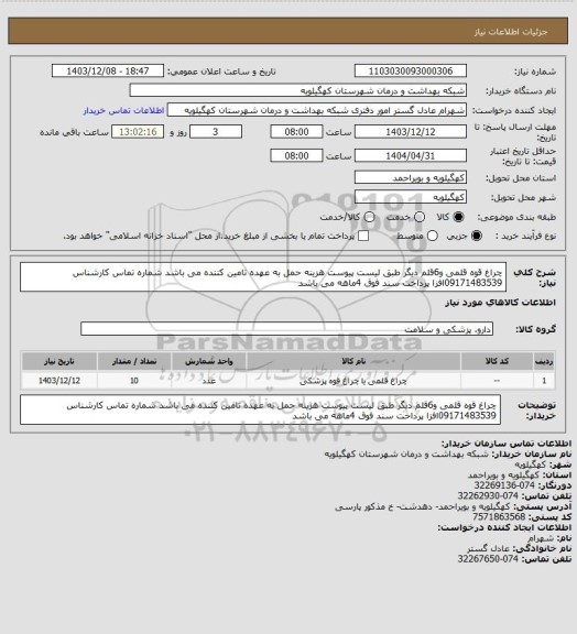 استعلام چراغ قوه قلمی و6قلم دیگر، سامانه تدارکات الکترونیکی دولت