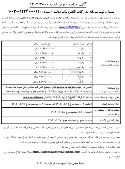 مزایده عمومی فروش ترانسهای قدرت اسقاطی  ​​​​