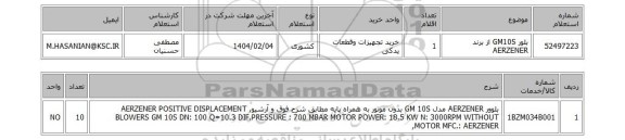 استعلام بلور GM10S از برند AERZENER
