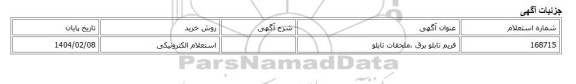 استعلام الکترونیکی، فریم تابلو برق ،ملحقات تابلو