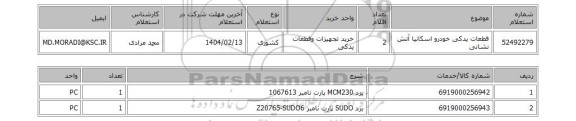 استعلام قطعات یدکی خودرو اسکانیا آتش نشانی