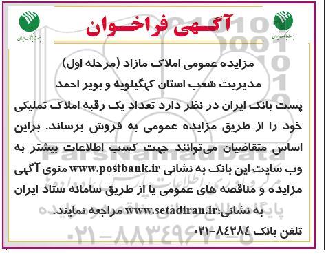 مزایده فروش تعداد یک رقبه املاک تملیکی
