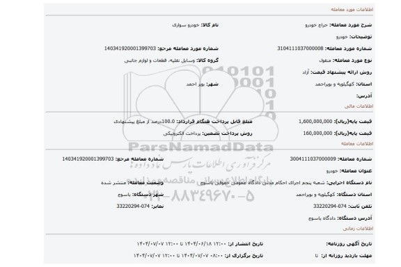 مزایده، خودرو
