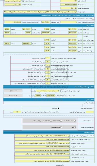 مزایده ، یک دستگاه پژو 405 مدل 1386