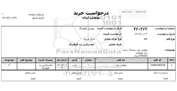 استعلام مولتی متر دیجیتال ساده