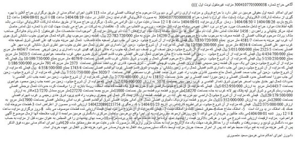 مزایده زمین قطعه معرف به سرجوب جنب باغ مرحوم میر نظری 14239/2 متر مربع