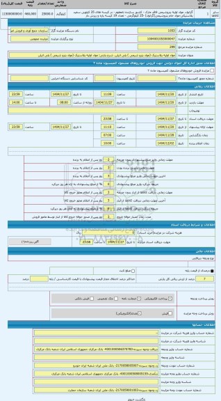مزایده ، مواد اولیه پلاستیک (مواد پترو شیمی ) پلی اتیلن