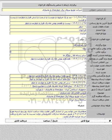 مزایده, فروش اقلام راکد انبار مرکزی