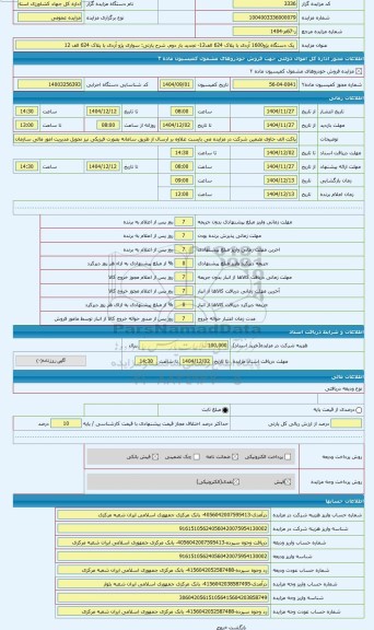 مزایده ، سواری پژو آردی با پلاک 624 الف 12