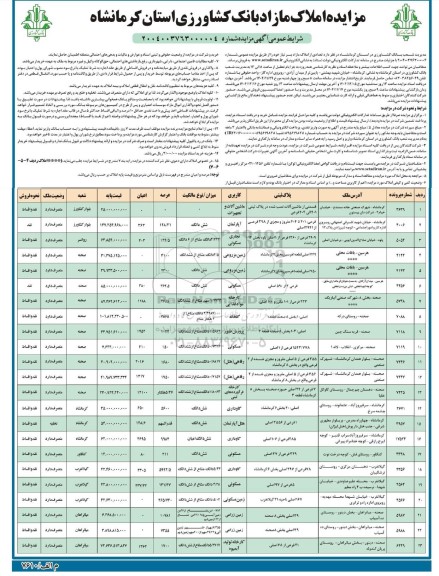 مزایده املاک مازاد بانک کشاورزی