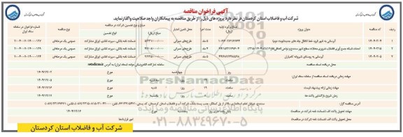 مناقصه آبرسانی به شهر قروه خط انتقال چاه های جدید ...