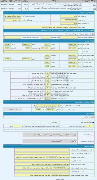 مزایده ، انواع  محصولات کشاورزی