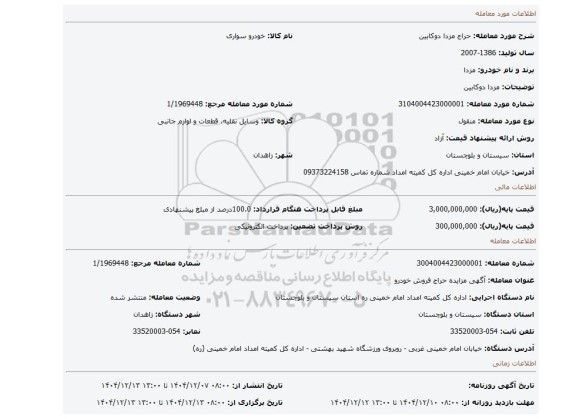 مزایده، مزدا دوکابین