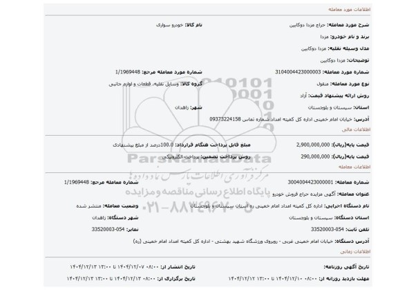 مزایده، مزدا دوکابین