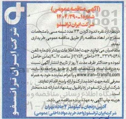 مناقصه نقره اندود کردن 124 عدد تسمه مسی