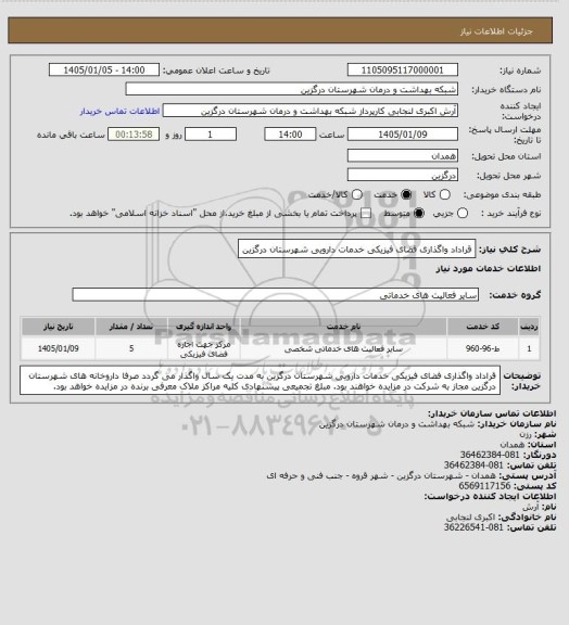استعلام قراداد واگذاری فضای فیزیکی خدمات دارویی شهرستان درگزین
