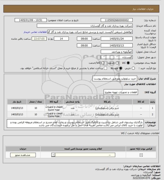 استعلام خرید سلونوئید ولو طبق استعلام پیوست