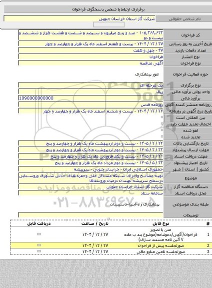 مناقصه, تهیه مصالح واجرای شبکه مساکن ملی وحفره های خالی شهری وروستایی درسطح سربیشه نهبندان درمیان وروستاها