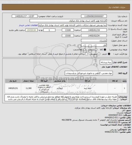 استعلام پنبه زیرشانه
