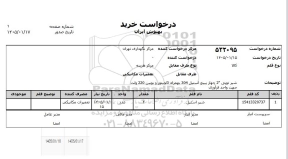 استعلام شیر توپی 2