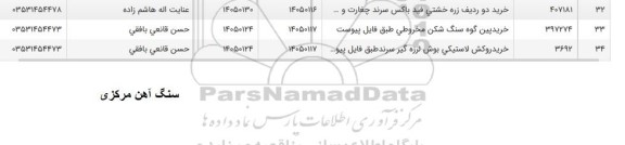 استعلام خرید دو ردیف زره خشتی فید باکس سرند..