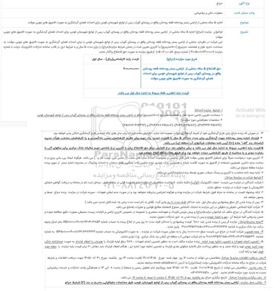 حراج اجاره 5 ساله بخشی از اراضی بستر رودخانه قلعه رودخان 