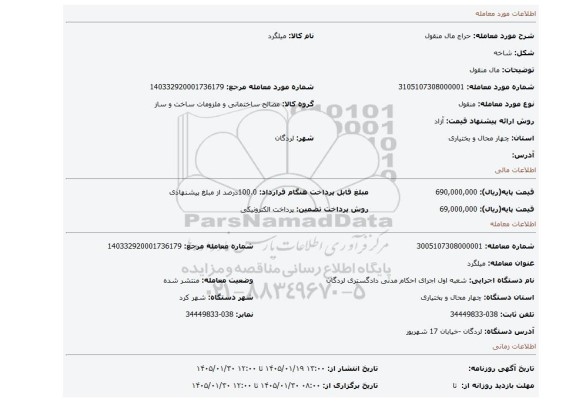 مزایده، مال منقول