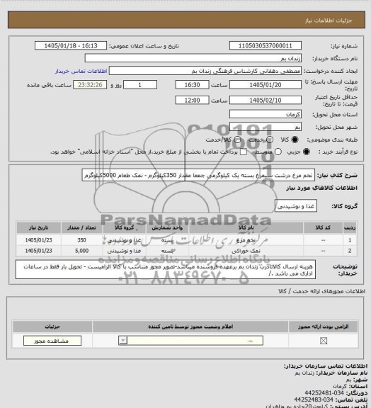 استعلام تخم مرغ و نمک خوراکی