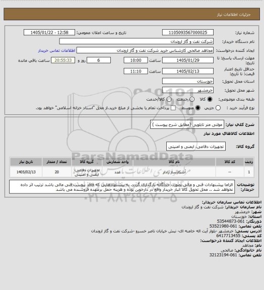 استعلام مولتی متر تابلویی  (مطابق شرح پیوست )