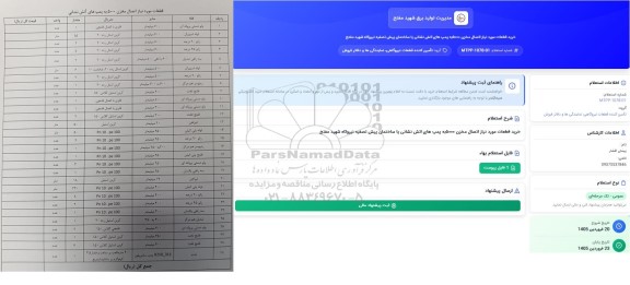 استعلام خرید قطعات مورد نیاز اتصال مخزن 5000 به پمپ های آتش نشانی یا ساختمان پیش تصفیه 