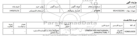 استعلام الکترونیکی، کفشک پانتوگراف