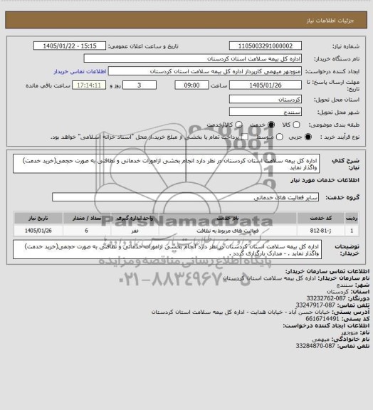انجام بخشی از امورات خدماتی و نظافتی
