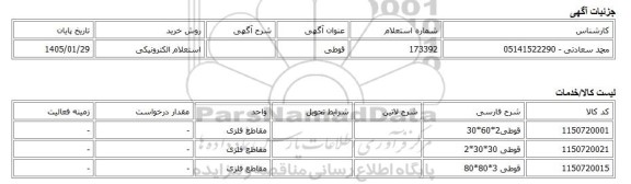 استعلام الکترونیکی، قوطی