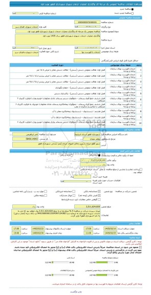 مناقصه، مناقصه عمومی یک مرحله ای واگذاری عملیات خدمات شهری شهرداری قطور نوبت اول