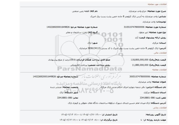 مزایده، واحد مرغداری