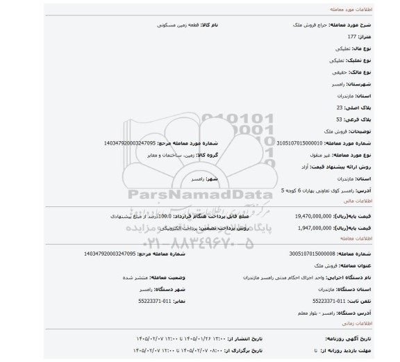 مزایده، فروش ملک