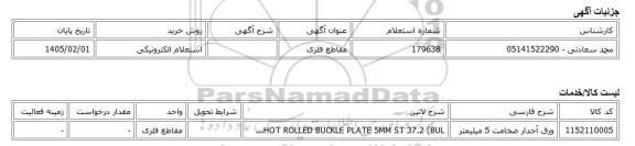 استعلام الکترونیکی، مقاطع فلزی
