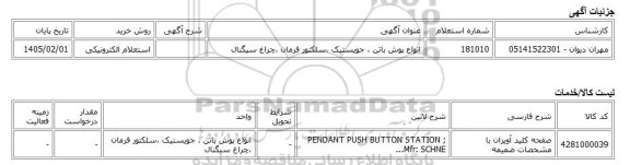 استعلام الکترونیکی، انواع پوش باتن ، جویستیک ،سلکتور فرمان ،چراغ سیگنال