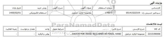 استعلام الکترونیکی، مجموعه قرقره جرثقیل